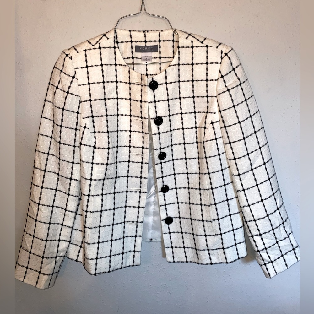 Koret White and Black Tweed Blazer